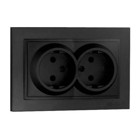 Розетка 2К двойная Mono Electric Despina 16A 250V винтовое подключение графит 102-202005-121